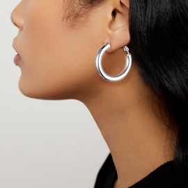 Bestyle Women's Stainless Steel Hoop Earrings 30/40/60/80 mm Silver/Gold/Black, Stainless Steel