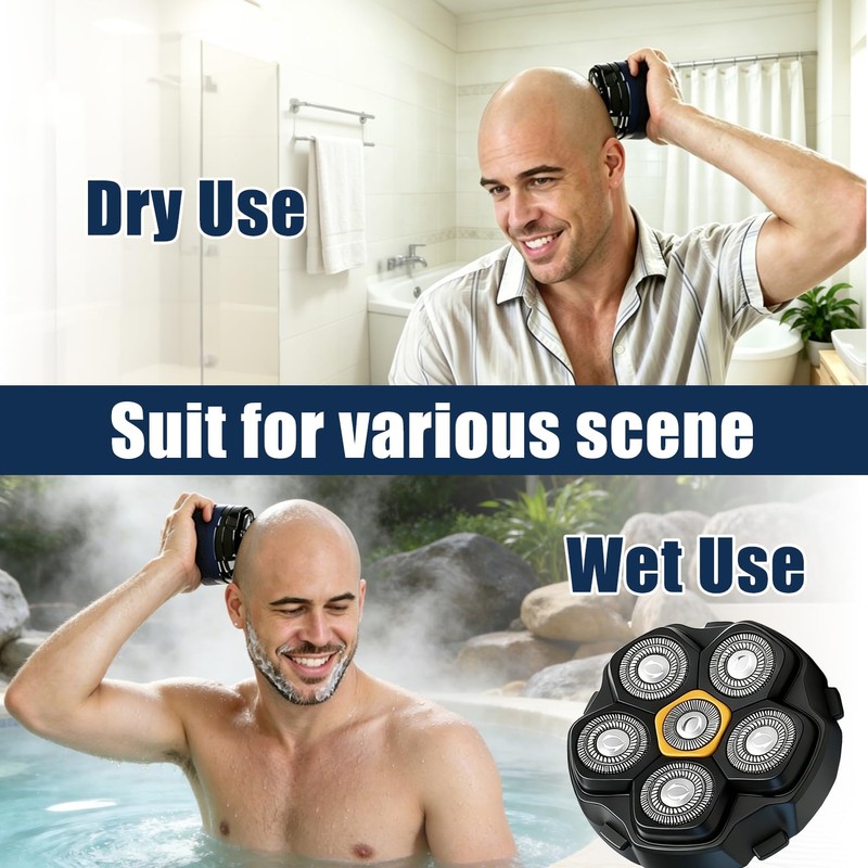 Magnetic 6-Blade Replacement Heads for Electric Shavers, Compatible with Most