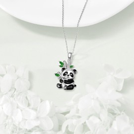 LWQQWL Panda Necklace for Women 925 Sterling Silver Panda Pendant Necklaces Cute Animal Jewelry Gifts