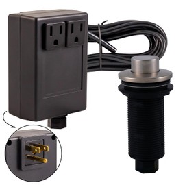 Westbrass RASB-2RB3-07 Sink Top Waste Disposal Air Switch and Dual Outlet Control Box, Raised Button, Satin Nickel