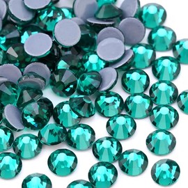 Jollin Hotfix-Kristall-Strasssteine mit flacher Rückseite, Glasdiamanten zum Basteln, Basteln, Dekorationen, Kleidung, Schuhe, 6,4 mm, SS30, Pfauengrün, 576 Stück