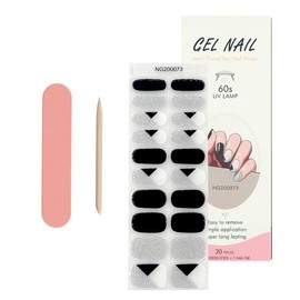 BuysomeGO Semi Cured Gel Nail Strips,20pcs Glitter Nail Stickers for Women，Perfect DIY at Home，Long Lasting and Easy to Remove