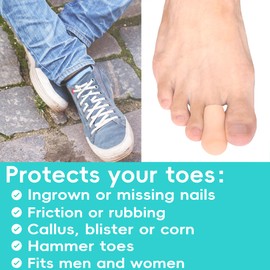 Byehambuni Gel Toe Protectors for Men and Women - 8 Pack Toe Covers - Toe Cap - Toe Sleeves - for Corns, Calluses, Blisters - Protects Toenails, Prevents Rubbing - Beige (Small Size)