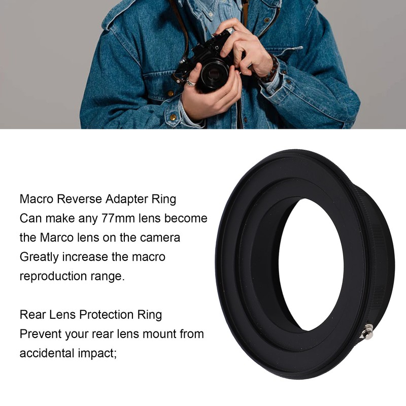 77mm Macro Reverse Adapter Ring and Rear Lens Mount Protection