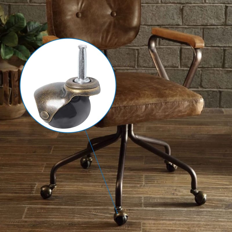 INCREWAY Chair Wheels, 4 Piece Heavy Duty Antique Brass Swivel