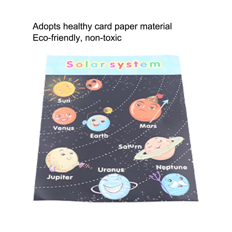 10pcs Children Cartoon Cute Solar System Poster Home School Planet