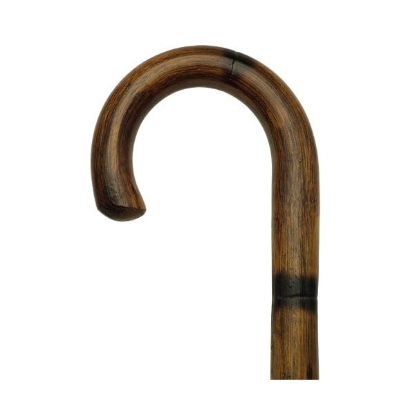 Unisex Round Nose Crook Cane Stepped/Scorched Manilla -Affordable Gift! Item #DHAR-9081000