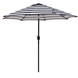 Blissun 9' Outdoor Patio Umbrella, Striped Patio Umbrella, Outdoor Table Umbrella, Market Umbrella with 8 Sturdy Ribs, Push Button Tilt and Crank (Black & White Stripe)