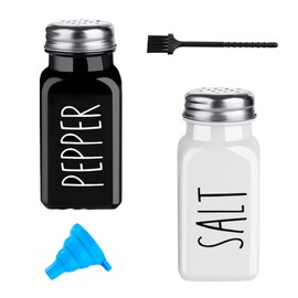 Pack of 2 Salt and Pepper Shaker Salt and Pepper Pots Salt and Pepper Set Salt Shaker Salt Pot Kitchen Accessories（White & Black）