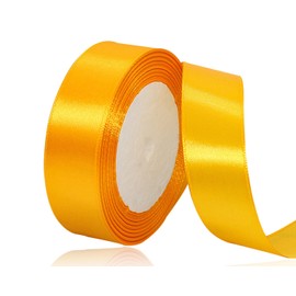 Yellow Satin Ribbon 1 Inch, 25 Yards Solid Color Fabric Ribbons for Gift Wrapping, Crafting, Bows Making, Sewing Projects, Christmas Tree and Wedding Party Decoration