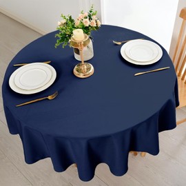 DWCN Table Cloth Round 150cm Wipe Clean Tablecloth Navy Blue Round Tablecloth Outdoor Table Cloth Waterproof Tablecloth Wipeable Tablecloths Table Cover Round