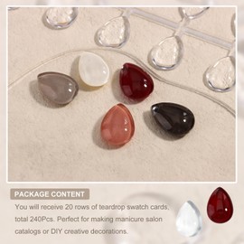 SUTOKAKA 240Pcs Solid Teardrop Nail Polish Swatches Mini Display Cards Crystal Clear Glass Nail Color Swatch Dots Chart Tips for Nail Salon Training Practicing Beginners Professionals