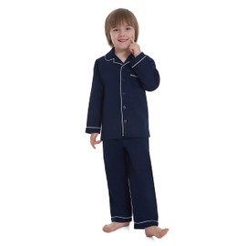 Lavenderi Toddle Kids Girls Boys 100% Cotton Long Sleeve Pajama Set, Pajamas for Kids (Size 2 Toddler-14 Years)(Navy,8 Years)
