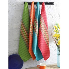 DG Collections Salsa Kitchen Towels, 100% Cotton Dish Towels for Kitchen, Set of 4 (16x28 Inches), Multi-Purpose Kitchen Essentials, Soft and Highly Absorbent Hand Towels, Waffle Design Tea Towels
