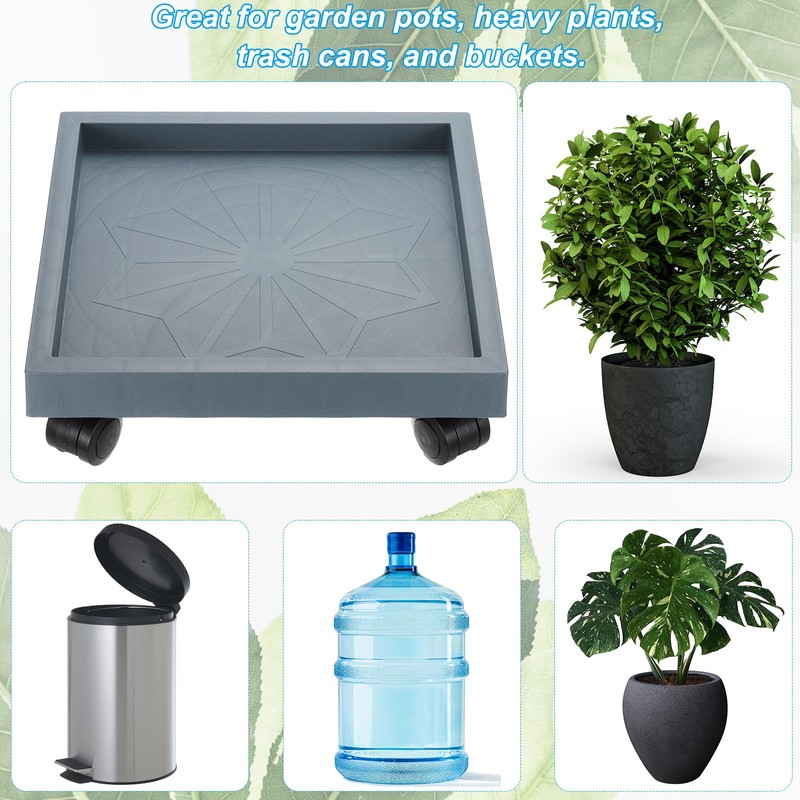 PATIKIL Square Planter Caddy with Wheels, 3 Pack 12 Inch
