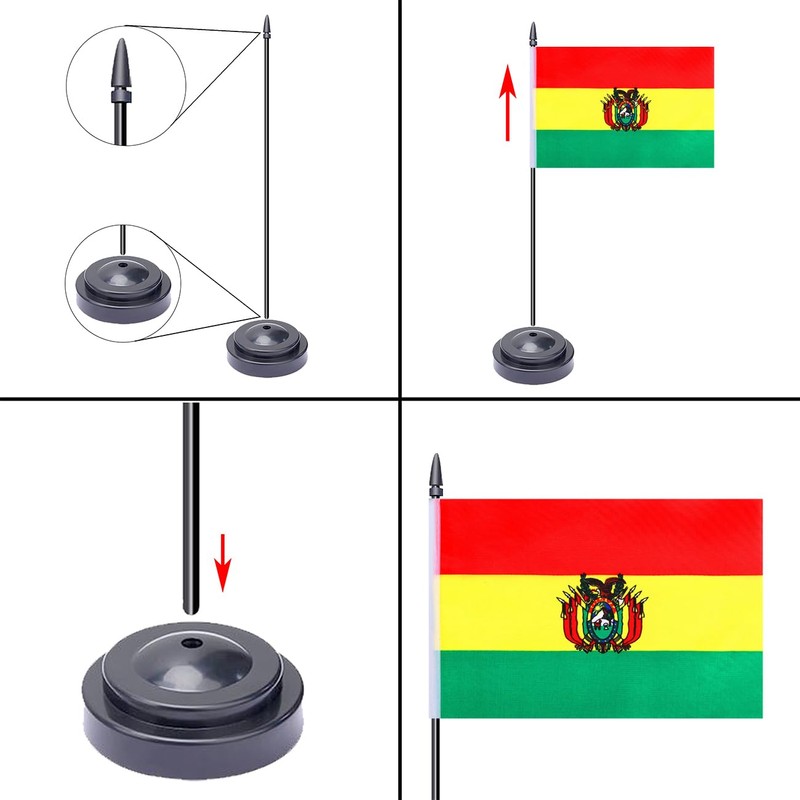 2 Pack Bolivia Flag Bolivia Deluxe Desk Flag Set -