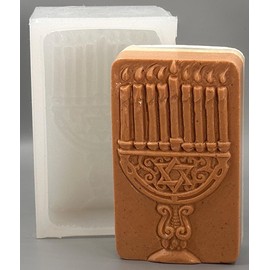 Menorah Silicone Mold SOAP Plaster Wax Resin Clay 5oz Candle