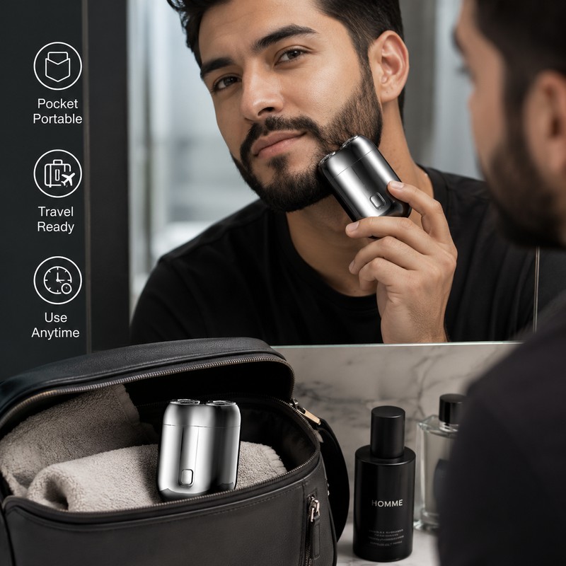 Mini Electric Shaver for Travel – USB Rechargeable Double-Head Razor