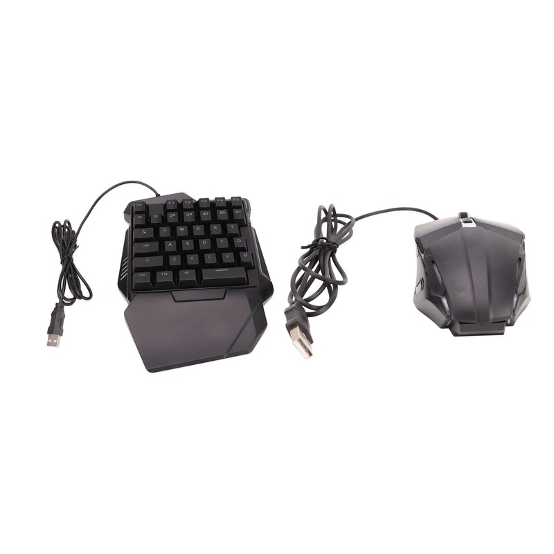 One Handed Keyboard Mouse Set Wired 35 Keys RGB Backlight