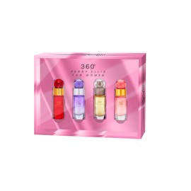 Perry Ellis 360° Women's Mini Gift Set - 360° Women, 360° Coral, 360° Purple, 360° Red (4-pack of .25 fl oz EDP mini travel sprays) - fresh, fruity, floral
