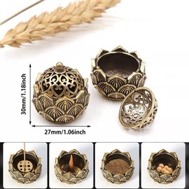 LEZED Lotus Incense Sticks Holder, Pack of 2, Bronze Retro Incense Burner, Incense Cones Holder, Mini Hollow Incense Bowl Incense Burner with Lid, Incense Cones Holder for Home, Office, Tea House