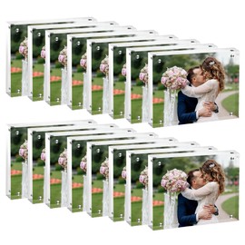Airsnigi 4x6 Acrylic Frames 16 Pack, 20mm Double Sided Magnetic Picture Frames Bulk Display Stand Self Standing Clear Photo Frames for Wedding Birthday Baby Shower Picture Holder