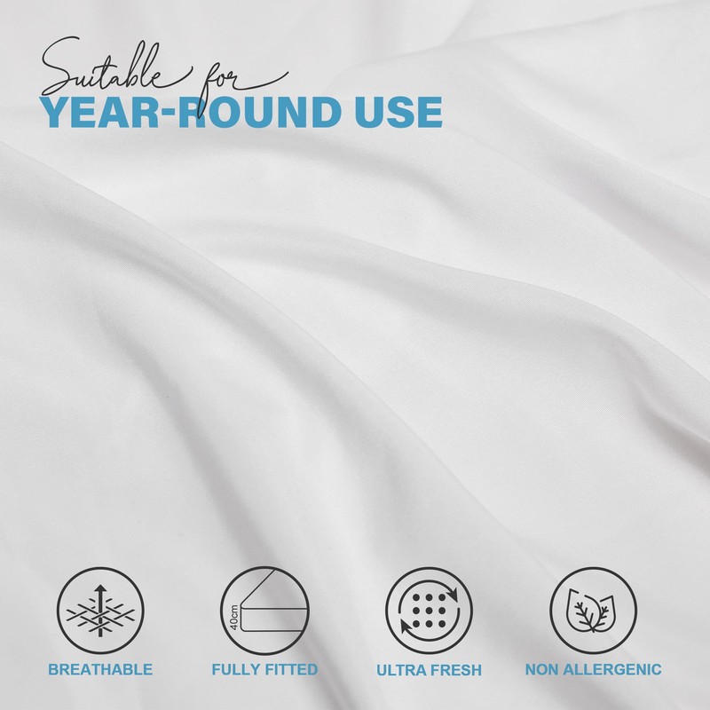 ACRALI HOME Single Fitted Sheet - White Bottom Sheet for