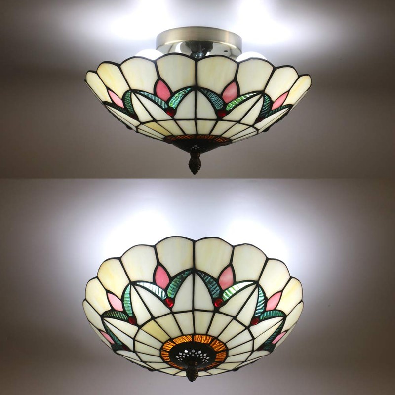 Skyweel 12 Inch Vintage Chandeliers Light Tiffany Style Ceiling Light
