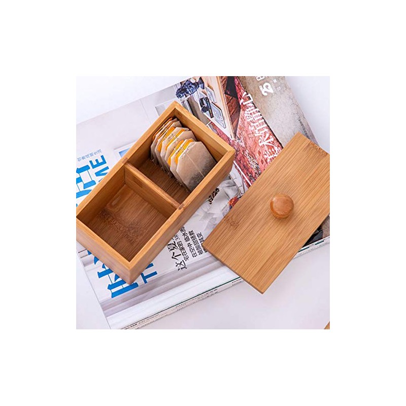 Sizikato Bamboo Wood Sugar Packet Holder Tea Bag Holder with