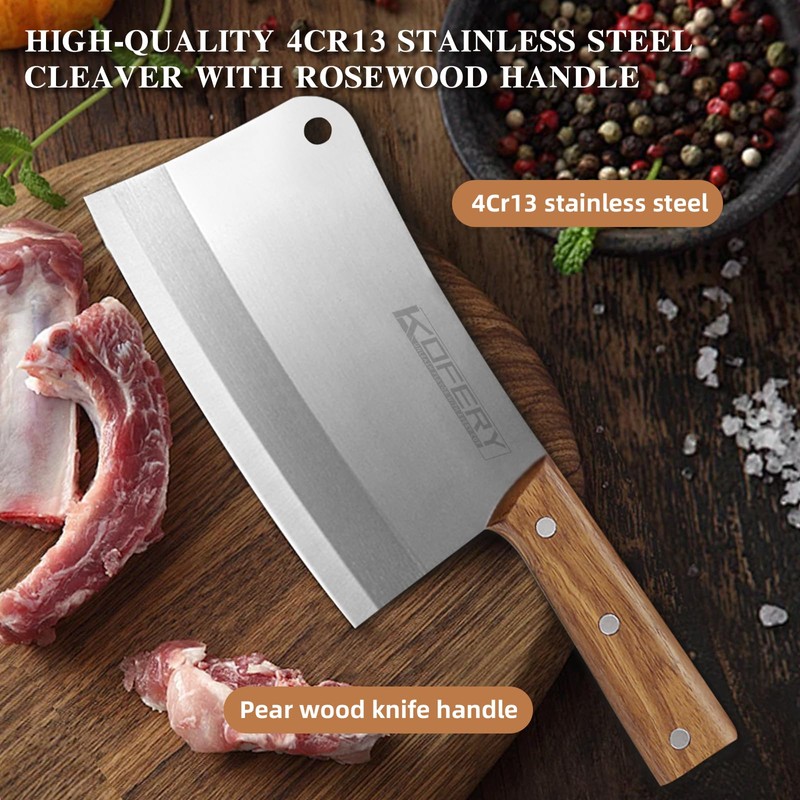 KOFERY 7.3-inch Chinese Bone Cleaver - Heavy Duty Butcher Knife