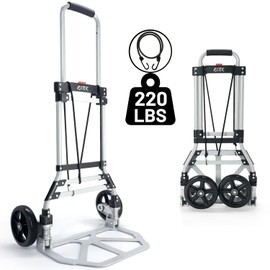 RJTEK 【Upgraded Version】 Folding Hand Truck and Dolly 220lb Capacity, Telescoping Handle, Heavy-Duty Luggage Trolley Cart Lightweight, Hand Cart and Dolly Ideal for Home, Auto, Office,Travel Use…
