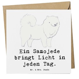 Mr. & Mrs. Panda Deluxe Karte Samojede Licht - Geschenk, Hund, positive Energie, Pflege, Grußkarte, liebevoll, Familie, Hunderasse, Hochzeitskarte,