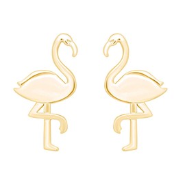 14K Yellow Gold Over Sterling Silver Flamingo Stud Earrings For Women