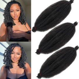 Xtrend 3 Packs 20 Inch Soft Springy Afro Twist Hair Pre-Separated Spring Twist Hair for Faux Locs Natural Black Marley Twist Crochet Braiding Hair Synthetic Hair Extensions for Black Women 1B#…