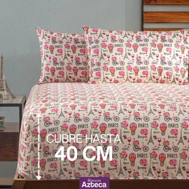 Juego De Sábanas Matrimonial Estampado Emily de Microfibra Suave Blancos Azteca