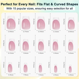 French Gel Nail Tips - 144pcs Medium Coffin Soft Gel Fake Nails, Pre-Primed with 3-in-1 X-coat, 15 Sizes for Effortless DIY Nail Extensions, No Need for Filing (YYNT-B-04) (YYNT-B-05, YYNT-B-05)