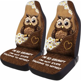 GENANY Cute Owl Car Seat Covers Set of 2, Breathable Front Seat Covers for Truck Sedan SUV, Funny Car Accessories, Owl Gift for Women