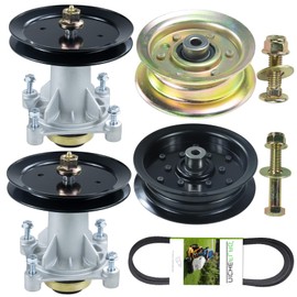 NICHEFLAG 2 Pack 587819701 Spindle with 197473 Pulley Craftsman 532196106 Pulley Idler 193197 Idler Pulley Craftsman and 584453101 A106 Belt Replaces 187292, 192870, 187281, 192872, 532187292