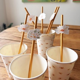 Luck and Luck 12 Daisy Flower Paper Straws, Floral Birthday Straws, Afternoon Tea Party, Girls Birthday Party Straws, Floral Tableware