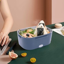 HuKaiL Electric Lunch Box, 1.5L 40W 12/24/220V Warming Container Food Bento Box Removable with 4 Buckles and Soup Box, Thermal Container Food Camping Box Food Warmer for Office, Car, Truck, Deep Green