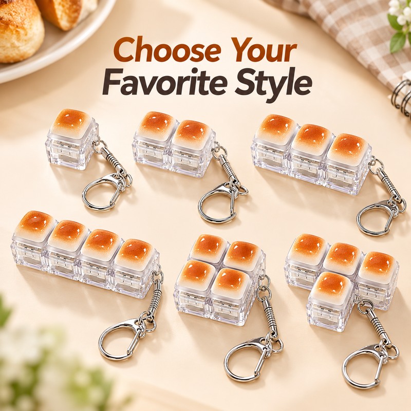 Bread Fidget Keychain for Everyday Use – Clickable Keyboard Keycaps