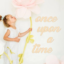 KOYILTD Wooden Once Upon a Time Sign Wall Decor Lovely Princess Room Decor Farmhouse Reading Corner Decor DIY Family Bookshelf Home Decor Creative Fairytale Room Decor for Birthday (Wood)