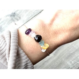 7 Chakra Bracelet - Real Stone Bracelet - Healing Chakra Jewellery - Natural Crystal Bracelet - Moonstone Bracelet with Aquamarine