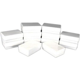 FindingKing 12 Cotton Boxes White Pendant Chain Charm Jewelry Displays 2 5/8"