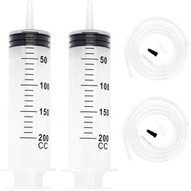 2 Pack 200 ML Syringe for Nutrient Measuring 100cm Tube