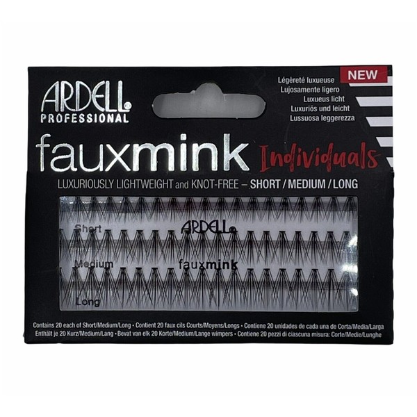 Ardell Faux Mink Individuals Knot-Free Lashes 20 Short 20 Medium 20 Long Combo