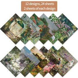 6x6” 160gsm cardstock Single Sided Scrapbooking 24 Paper Pad vintage decoupage scrapbook kit patterned paper junk journal supplies journaling supply scrap paper crafting Courtyard