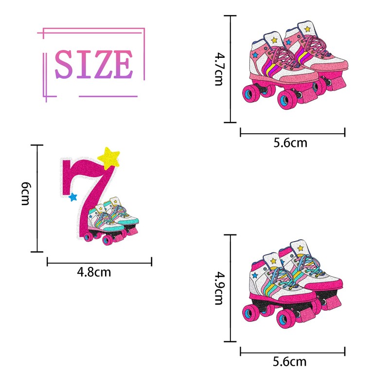 Happy 7th Birthday Roller Skating Cupcake Toppers