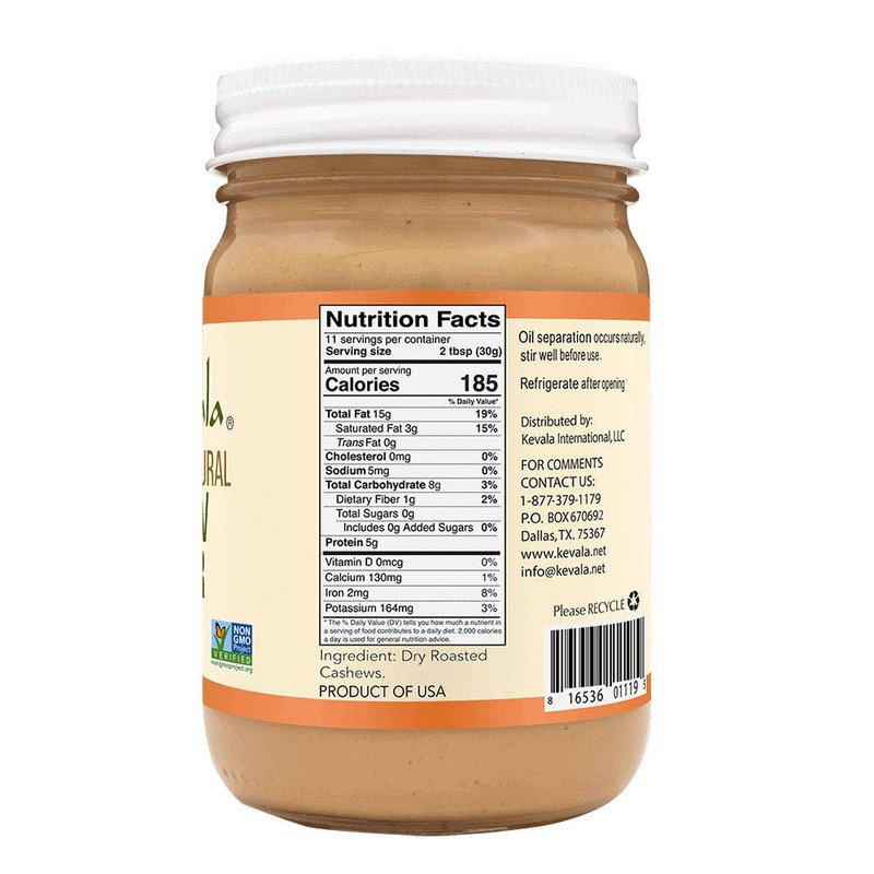 Kevala Cashew Butter - Spreadable Cream for Sandwiches Made with