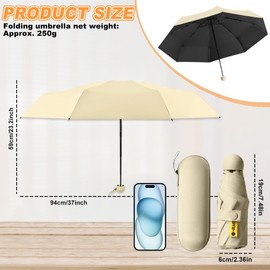 SLTAXAR Compact Umbrella, Storm Resistant with 8 Ribs, Pocket Umbrella, Mini Umbrella, Folding UV Umbrella, Mini Umbrella, Lightweight Mini Umbrella, Women, Perfect for Any Handbag, Yellow bleached
